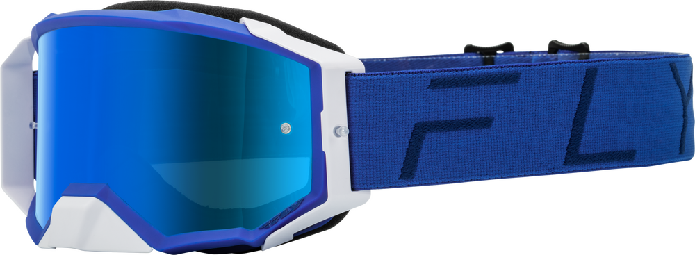 Gafas Fly Racing Zone Pro Blanco/Azul Con Espejo Azul Cielo/Lente Ahumada