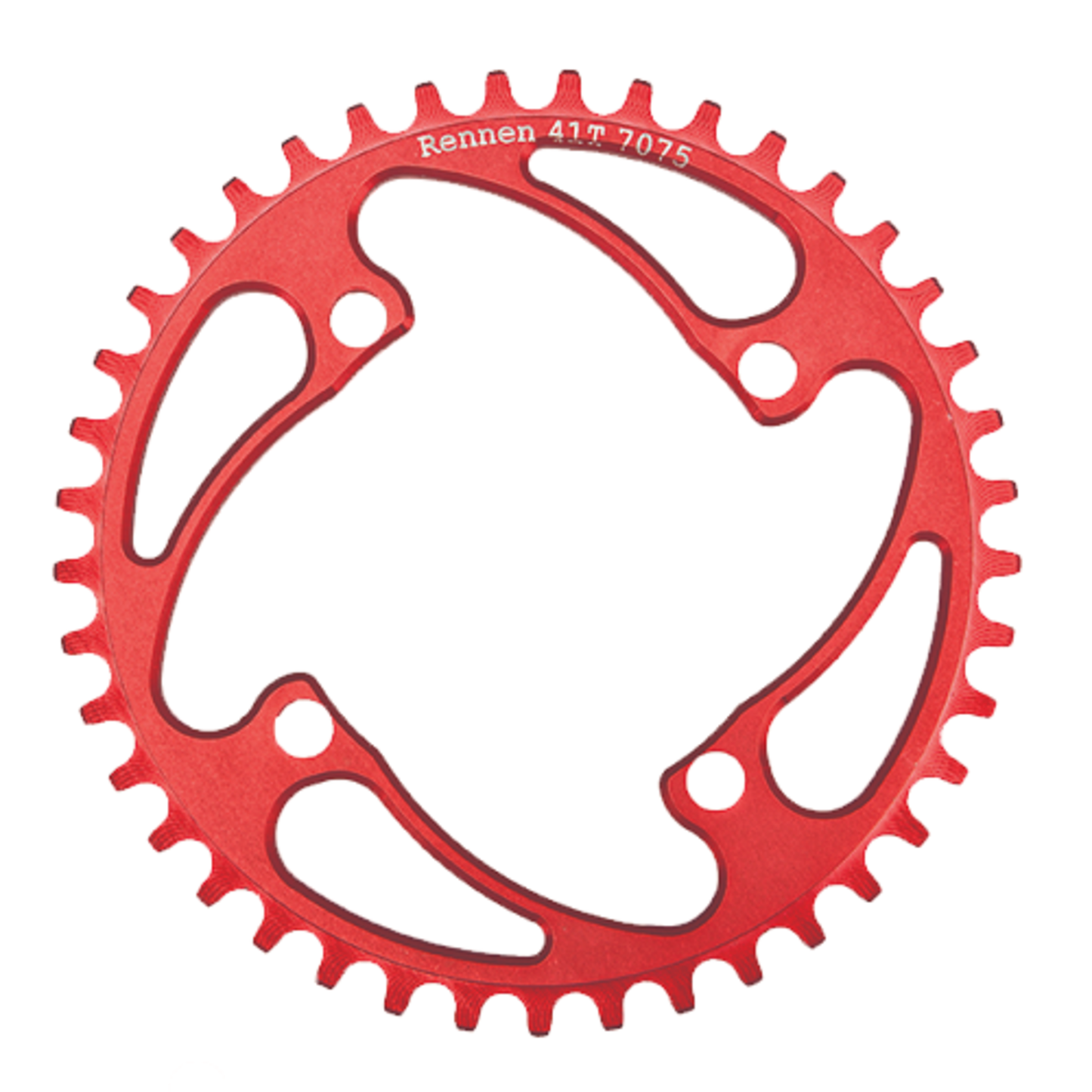 Rennen Non-Threaded 4-Bolt Chainring 104-BCD (43T-52T) Red