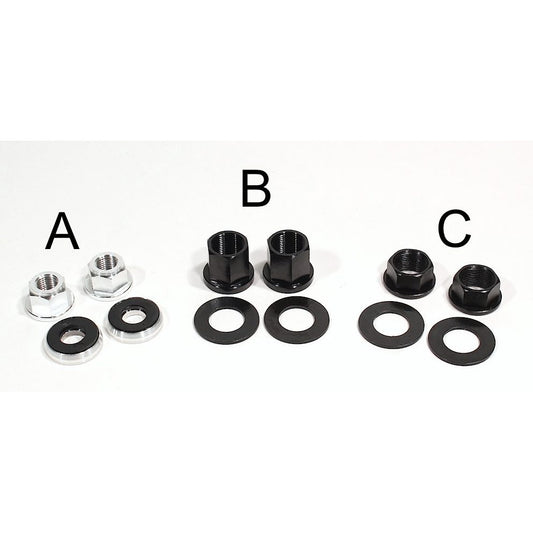 Profile Racing Hub Axle Nut (pair) - 3/8" - 24 Thread Aluminum New Style (2 Nuts, 2 Washers)