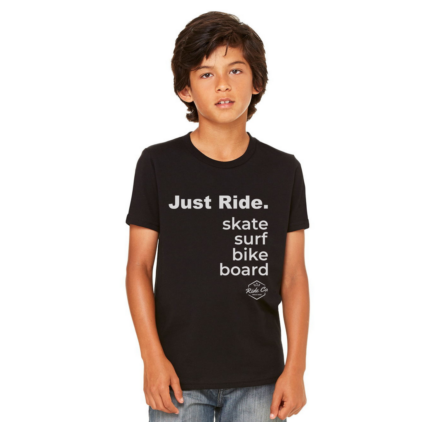 Ride Co. Solo viaja. Camiseta juvenil